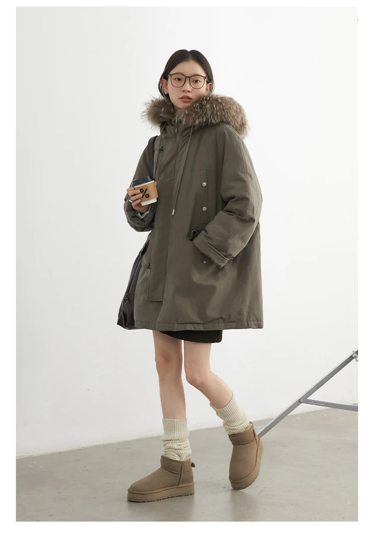 CHIC VEN Women Down Coats Loose Casual 90 White Duck Down Workwear Down Jacket Hooded Female Overcoat Autumn Winter 2024