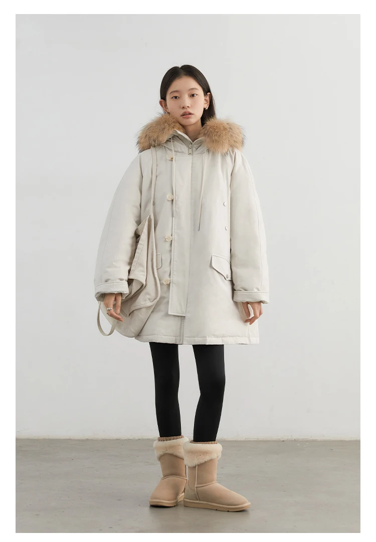 CHIC VEN Women Down Coats Loose Casual 90 White Duck Down Workwear Down Jacket Hooded Female Overcoat Autumn Winter 2024