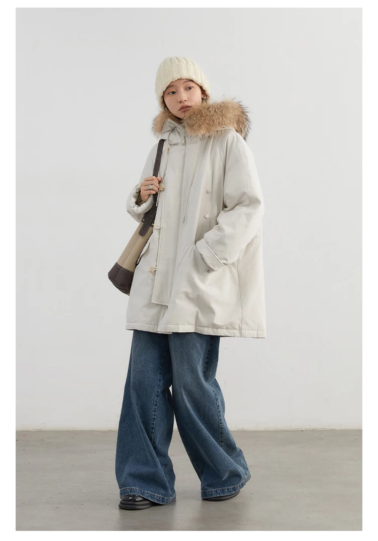 CHIC VEN Women Down Coats Loose Casual 90 White Duck Down Workwear Down Jacket Hooded Female Overcoat Autumn Winter 2024