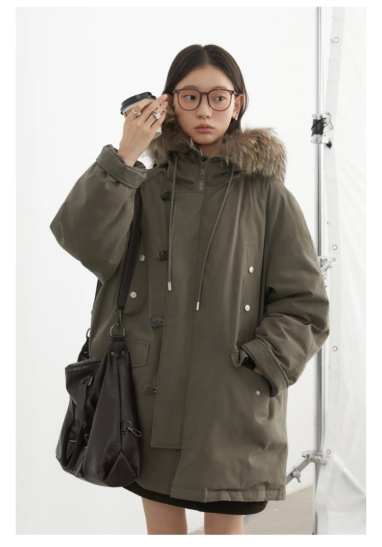 CHIC VEN Women Down Coats Loose Casual 90 White Duck Down Workwear Down Jacket Hooded Female Overcoat Autumn Winter 2024