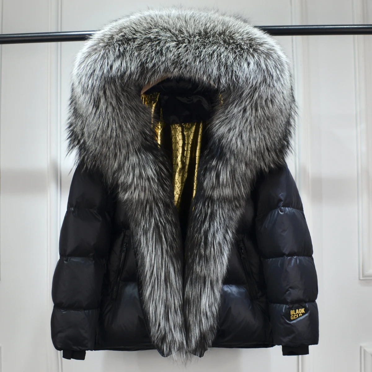 Lagabogy 2025 New Women Winter Hooded Puffer Coat Large Real Fox Fur Down Jacket Female Loose Waterproof Parkas Zipper Outerwear
