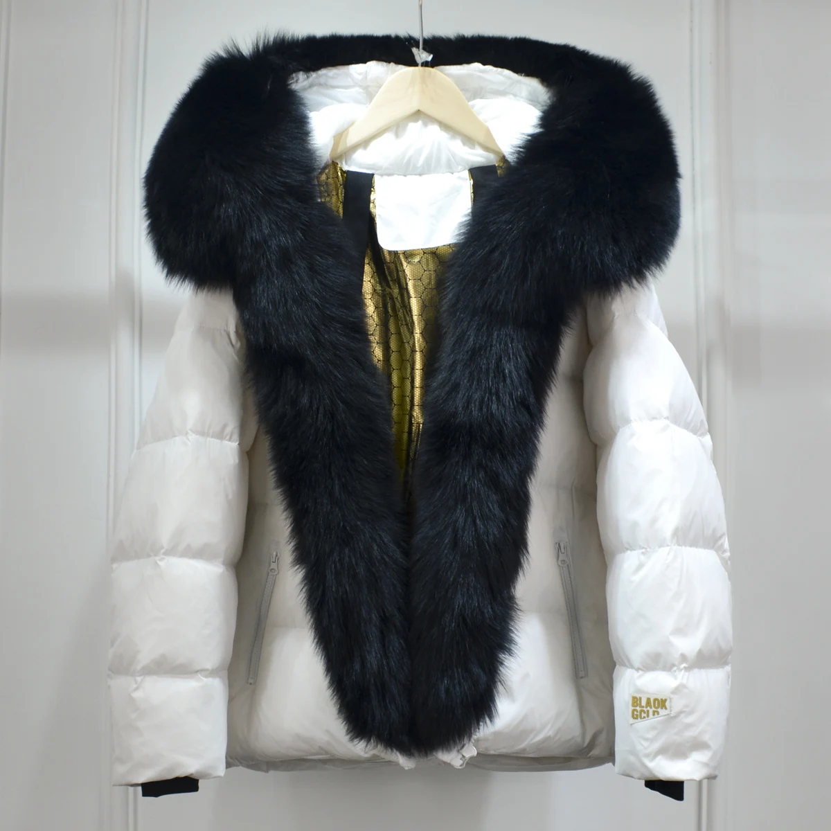 Lagabogy 2025 New Women Winter Hooded Puffer Coat Large Real Fox Fur Down Jacket Female Loose Waterproof Parkas Zipper Outerwear