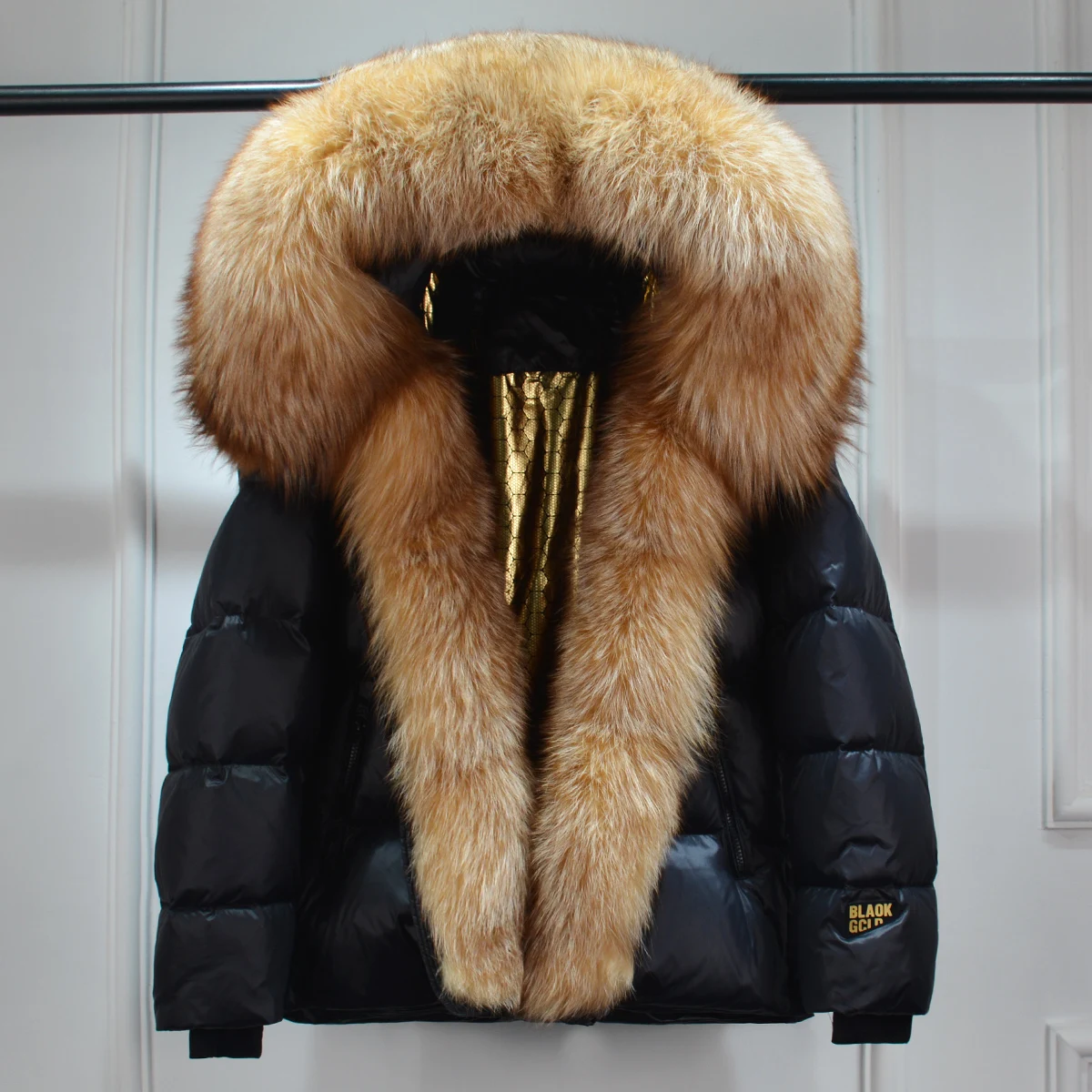 Lagabogy 2025 New Women Winter Hooded Puffer Coat Large Real Fox Fur Down Jacket Female Loose Waterproof Parkas Zipper Outerwear