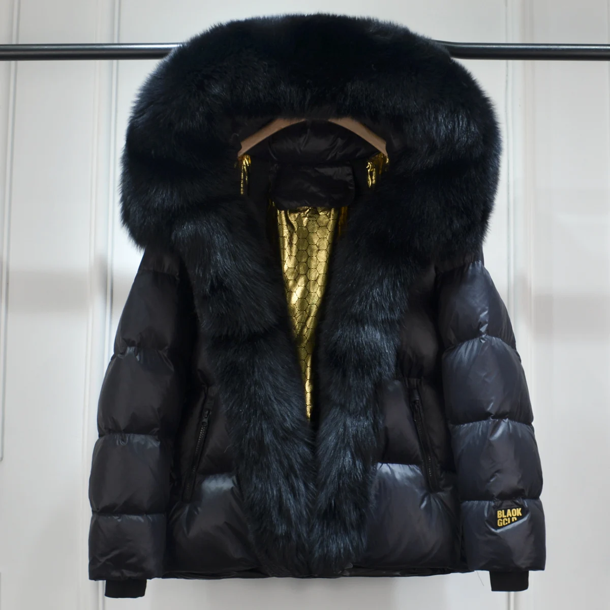 Lagabogy 2025 New Women Winter Hooded Puffer Coat Large Real Fox Fur Down Jacket Female Loose Waterproof Parkas Zipper Outerwear