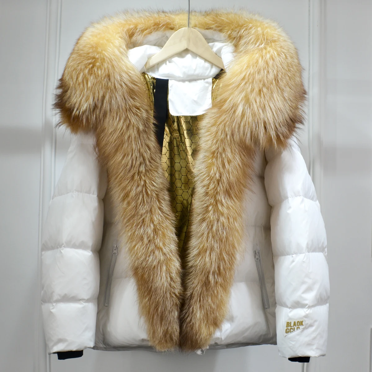 Lagabogy 2025 New Women Winter Hooded Puffer Coat Large Real Fox Fur Down Jacket Female Loose Waterproof Parkas Zipper Outerwear
