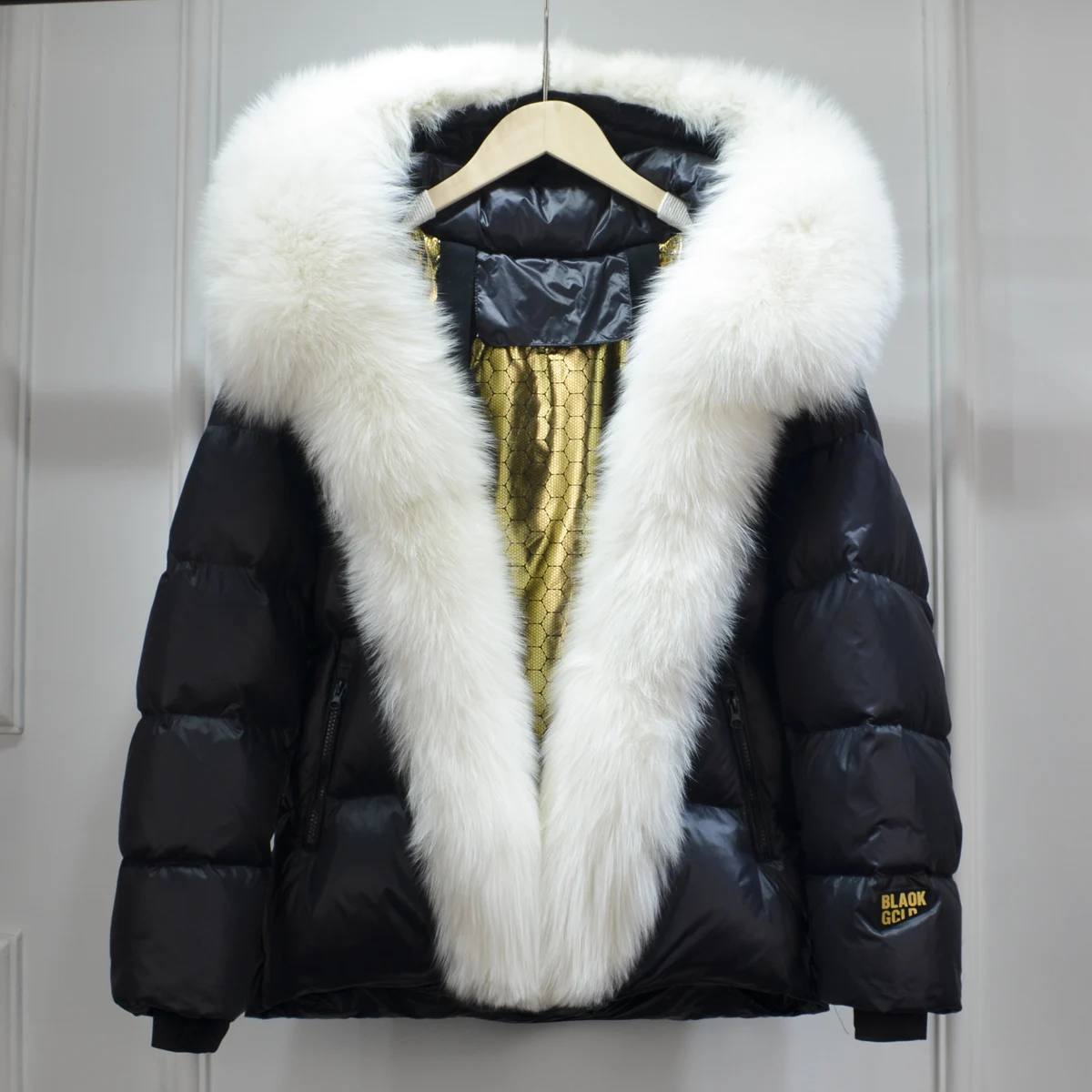 Lagabogy 2025 New Women Winter Hooded Puffer Coat Large Real Fox Fur Down Jacket Female Loose Waterproof Parkas Zipper Outerwear