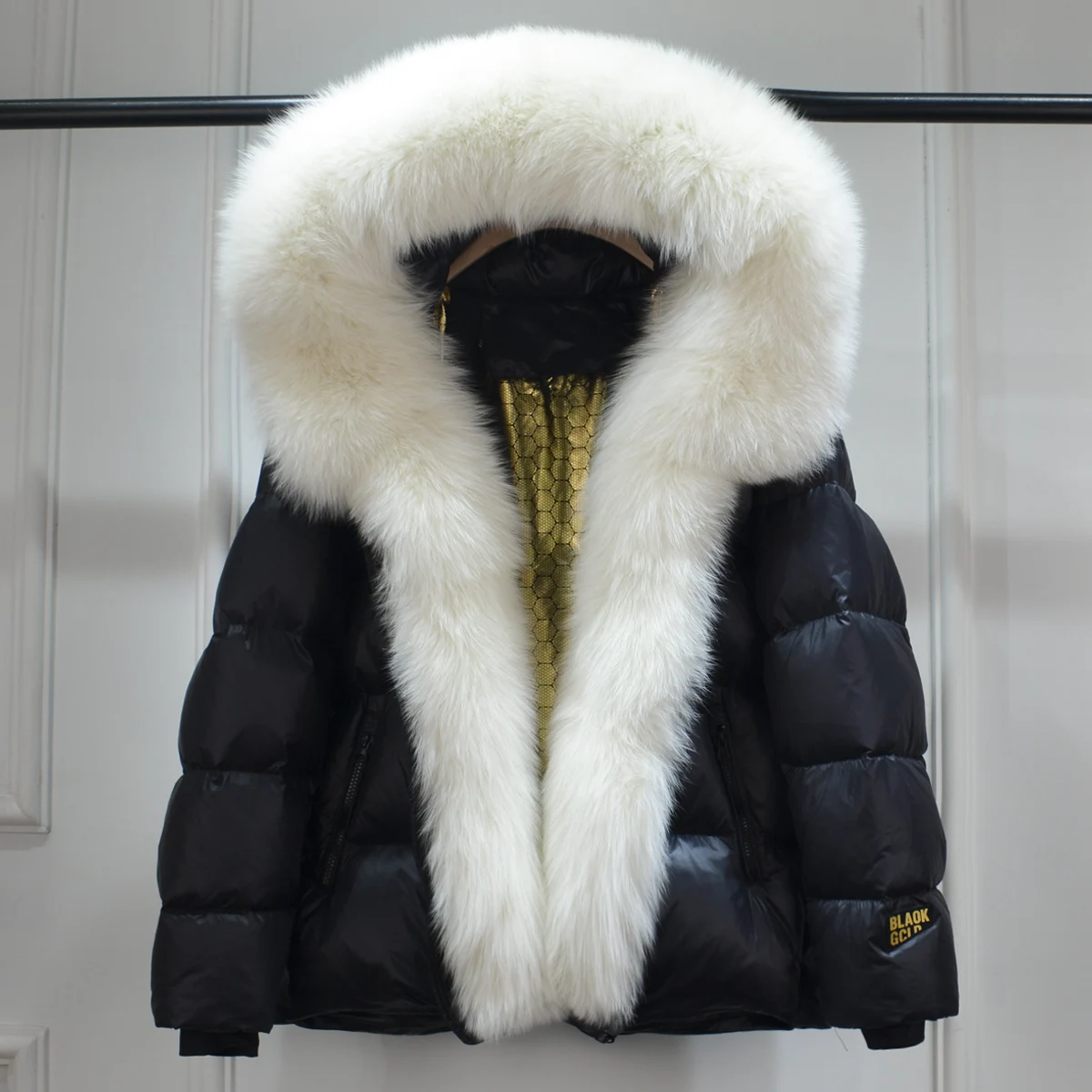 Lagabogy 2025 New Women Winter Hooded Puffer Coat Large Real Fox Fur Down Jacket Female Loose Waterproof Parkas Zipper Outerwear