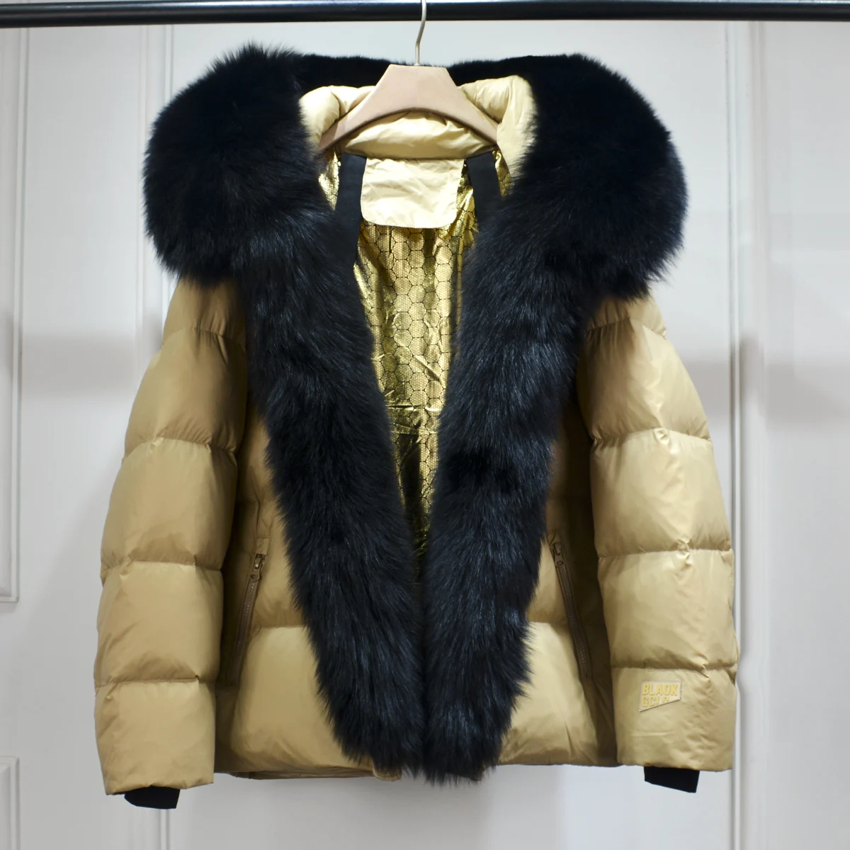 Lagabogy 2025 New Women Winter Hooded Puffer Coat Large Real Fox Fur Down Jacket Female Loose Waterproof Parkas Zipper Outerwear