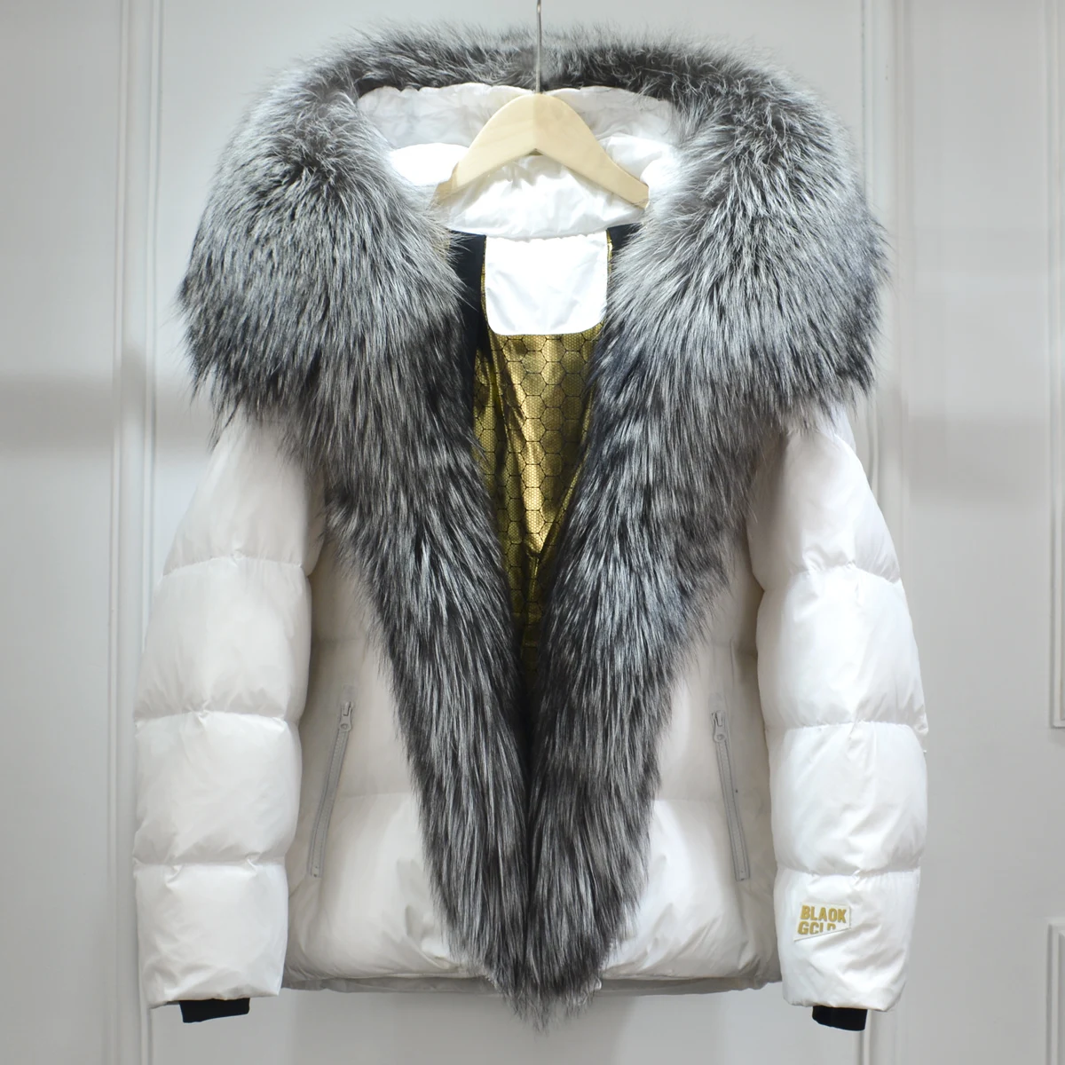 Lagabogy 2025 New Women Winter Hooded Puffer Coat Large Real Fox Fur Down Jacket Female Loose Waterproof Parkas Zipper Outerwear