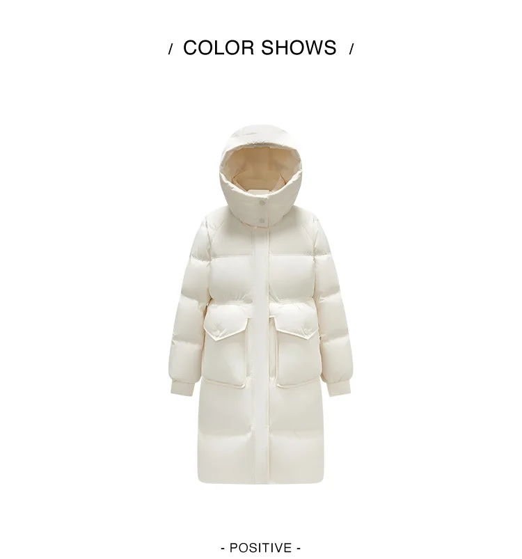 Semir Long Down Coat Hooded Raglan Sleeve Women 2025 Winter Solid Color Warm Thickened Casual Daily Insulated Outerwear