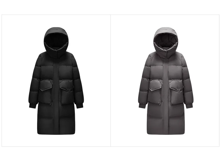 Semir Long Down Coat Hooded Raglan Sleeve Women 2025 Winter Solid Color Warm Thickened Casual Daily Insulated Outerwear
