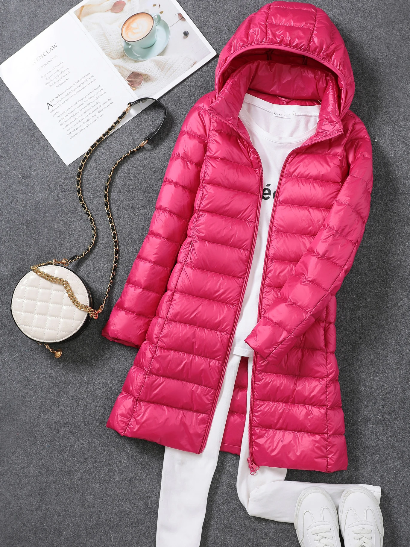 0-10℃ Women Winter Coat Hat Detachable Autumn Ultralight Duck Down Jacket for Women Slim Puffer Jacket Windproof Long Down Coat