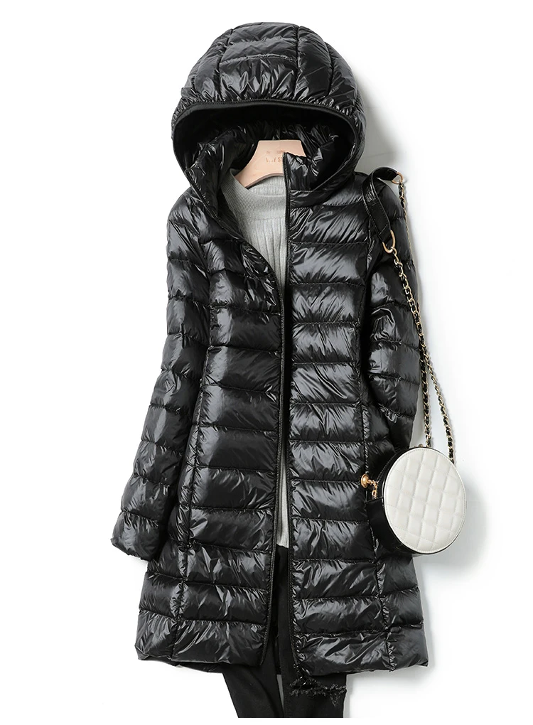 0-10℃ Women Winter Coat Hat Detachable Autumn Ultralight Duck Down Jacket for Women Slim Puffer Jacket Windproof Long Down Coat