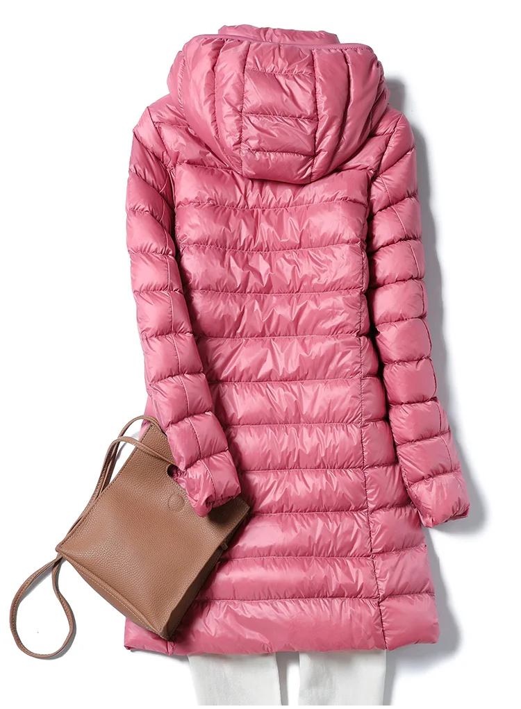 0-10℃ Women Winter Coat Hat Detachable Autumn Ultralight Duck Down Jacket for Women Slim Puffer Jacket Windproof Long Down Coat