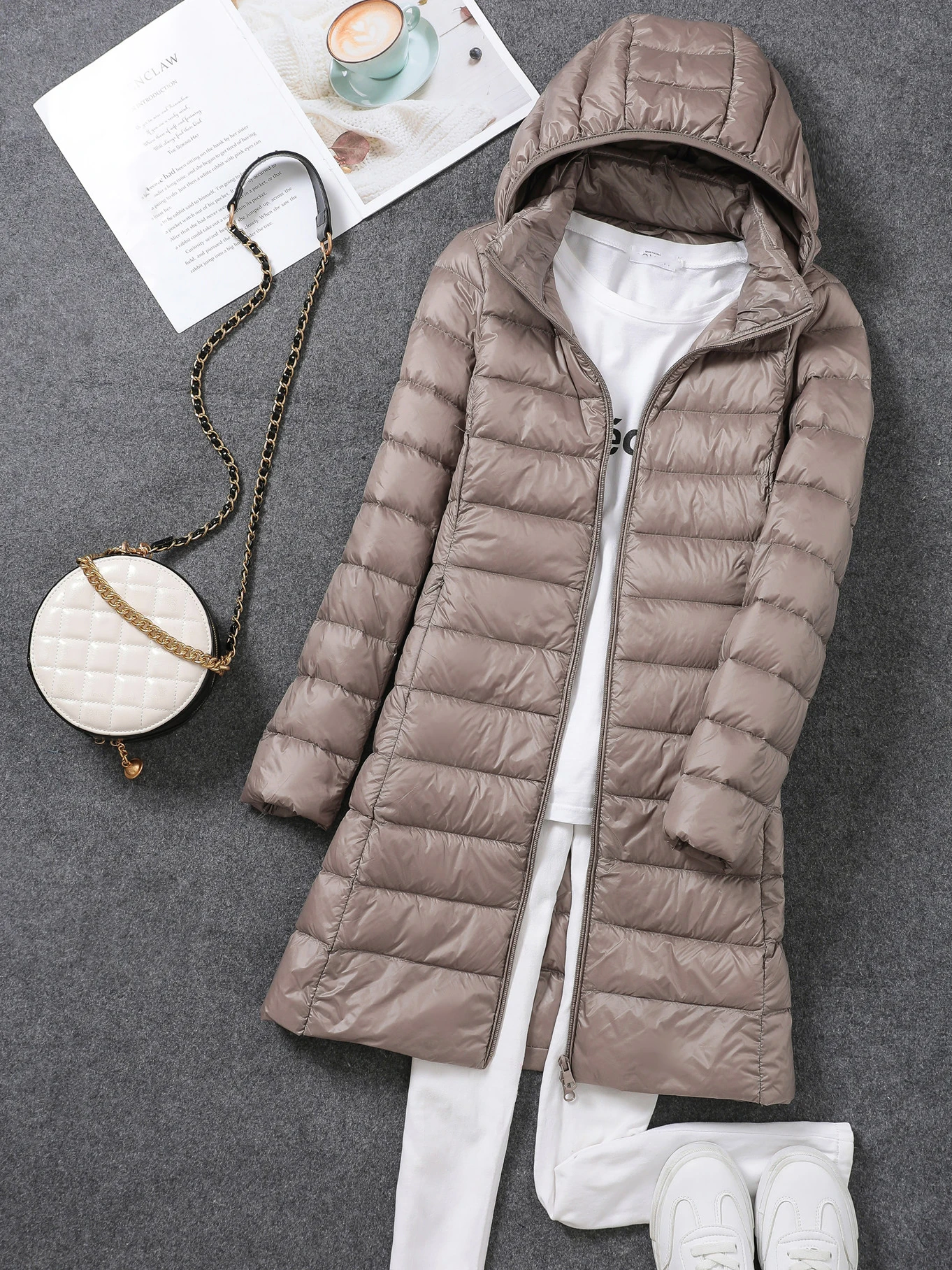 0-10℃ Women Winter Coat Hat Detachable Autumn Ultralight Duck Down Jacket for Women Slim Puffer Jacket Windproof Long Down Coat