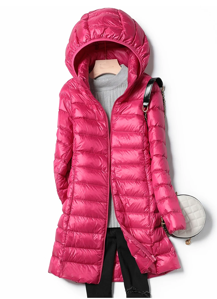 0-10℃ Women Winter Coat Hat Detachable Autumn Ultralight Duck Down Jacket for Women Slim Puffer Jacket Windproof Long Down Coat