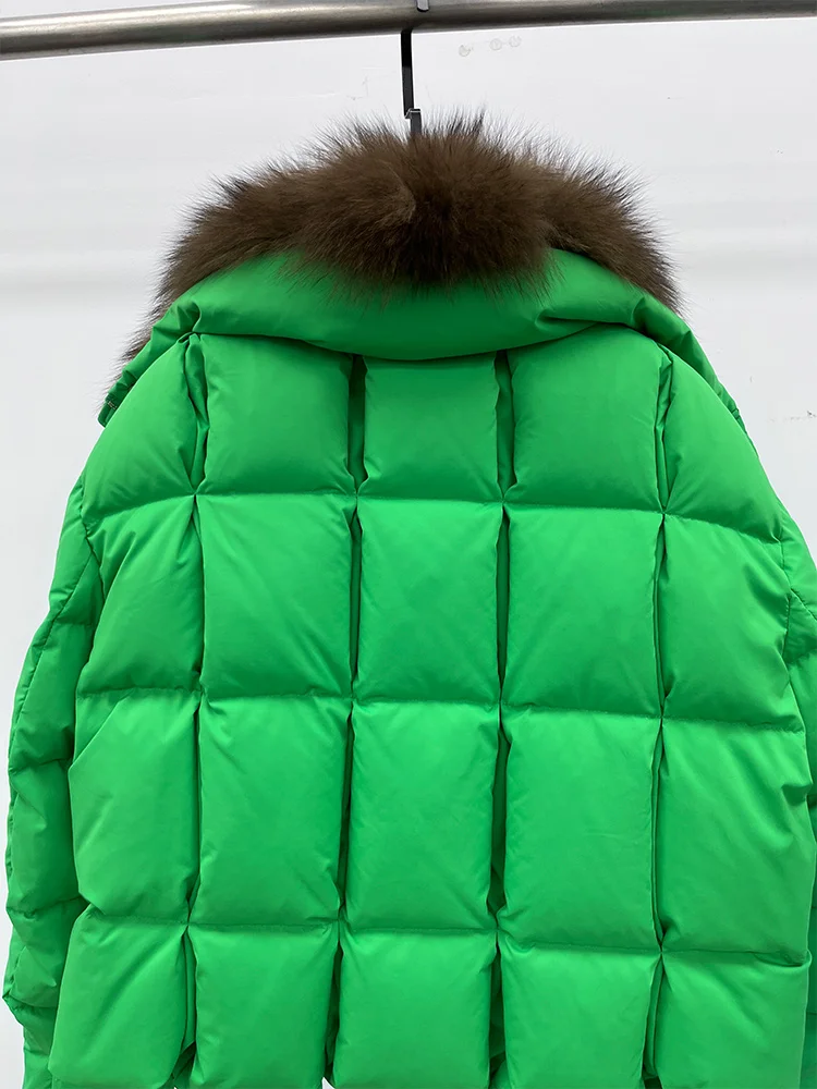 2025 Fashion Winter Women Warm Real Natural Fox Fur Collar Goose Down Jackets Female Outwear Puffer Jackets With Gloves