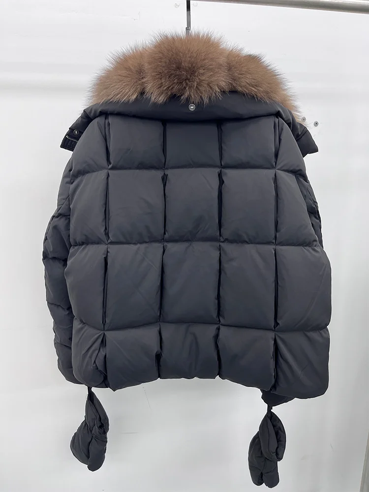 2025 Fashion Winter Women Warm Real Natural Fox Fur Collar Goose Down Jackets Female Outwear Puffer Jackets With Gloves