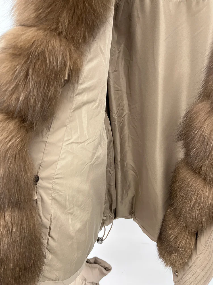 2025 Fashion Winter Women Warm Real Natural Fox Fur Collar Goose Down Jackets Female Outwear Puffer Jackets With Gloves