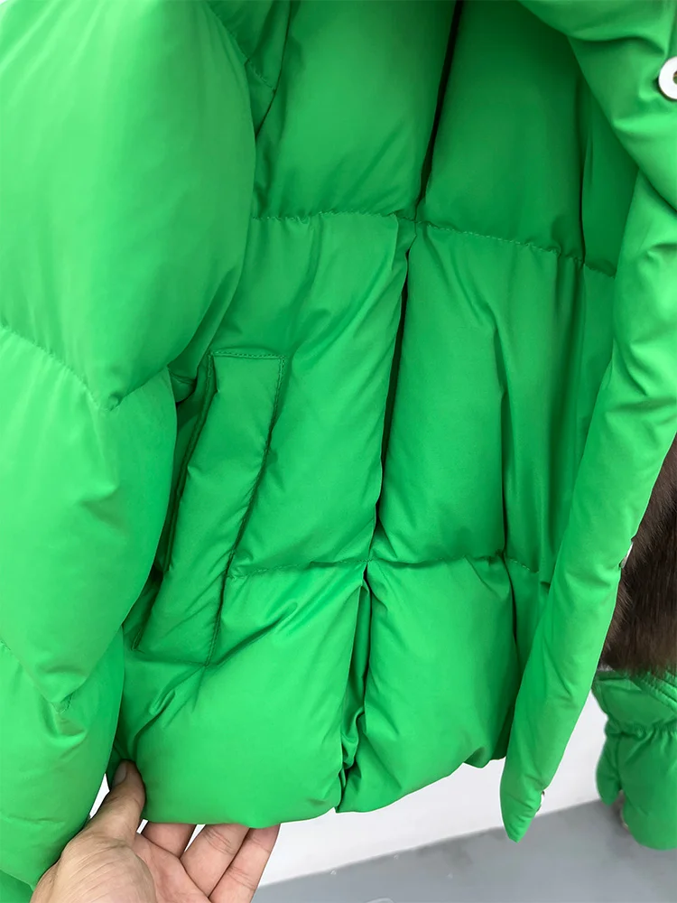 2025 Fashion Winter Women Warm Real Natural Fox Fur Collar Goose Down Jackets Female Outwear Puffer Jackets With Gloves