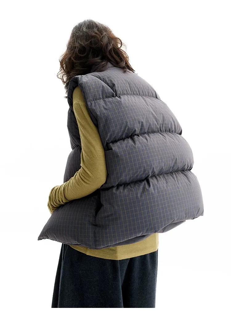 Reversible~Vintage Plaid down Vest, New Style for Women in Winter 2026