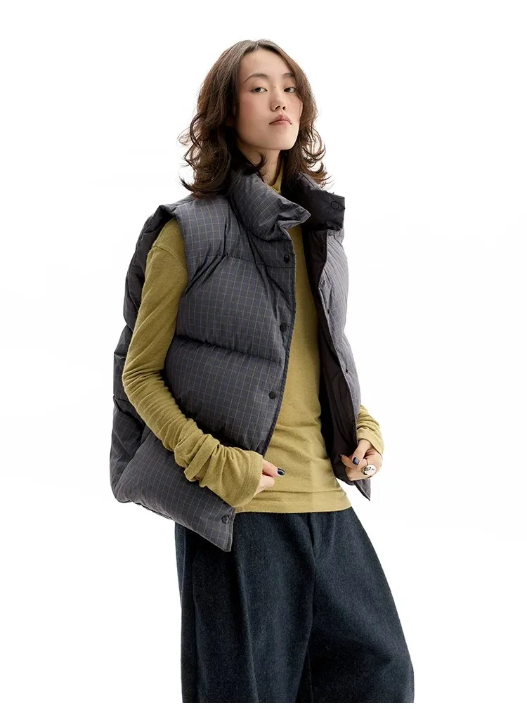 Reversible~Vintage Plaid down Vest, New Style for Women in Winter 2026