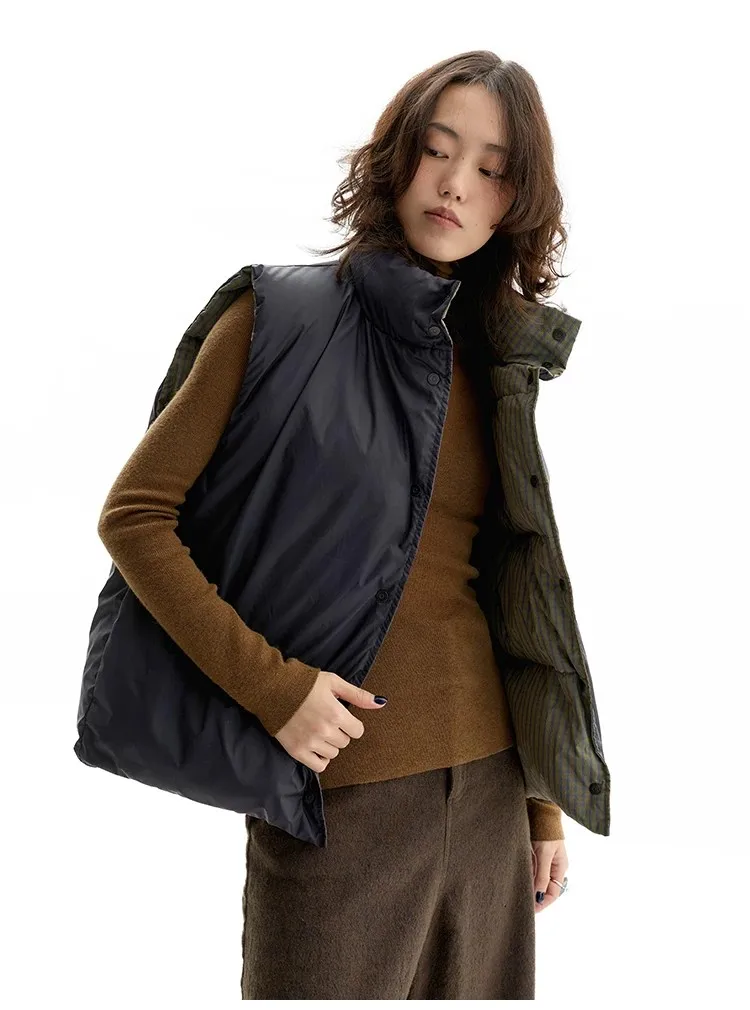 Reversible~Vintage Plaid down Vest, New Style for Women in Winter 2026