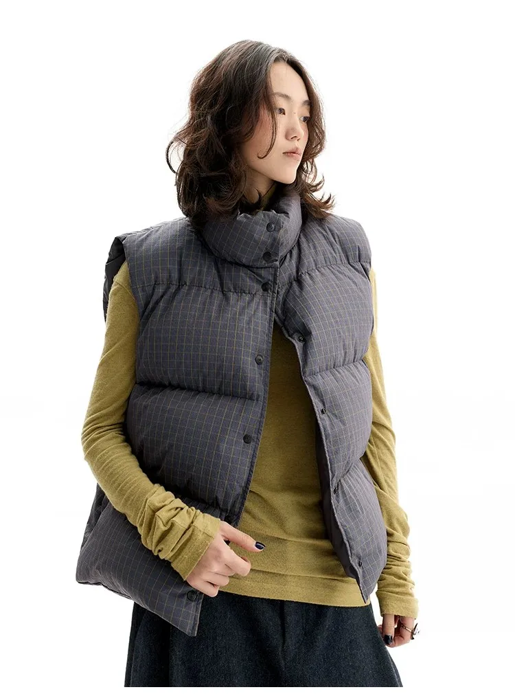 Reversible~Vintage Plaid down Vest, New Style for Women in Winter 2026