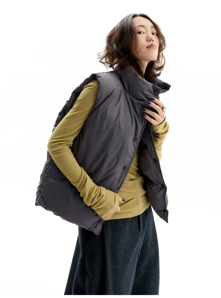 Reversible~Vintage Plaid down Vest, New Style for Women in Winter 2026