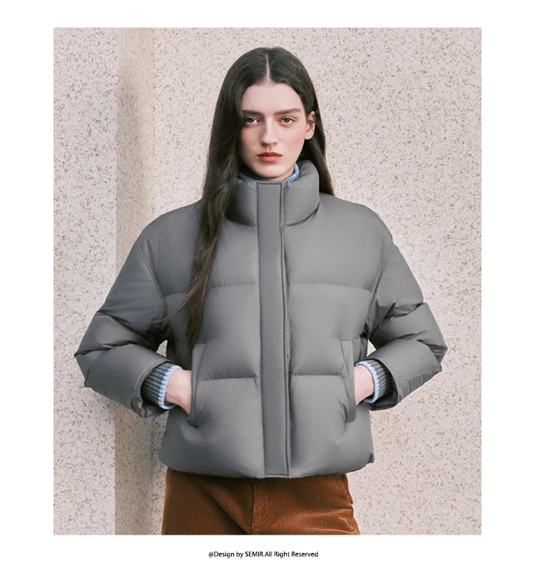 Semir Women Down Jacket Water Repellent 90 Percent Down Fill Layered Look Loose Fit Puffer Shape 2026 Winter Warm Insulation