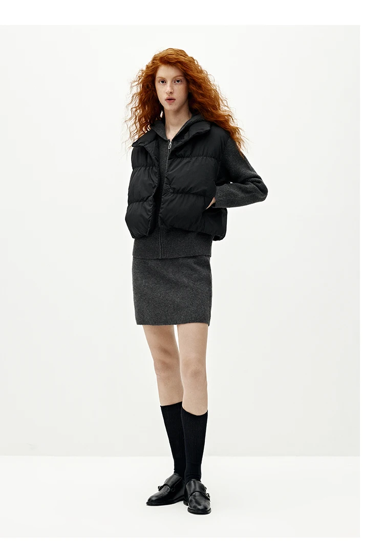 Semir Women Down Vest Cropped 90 Percent Down Fill Textured Stand Collar Loose Fit Drawstring Balloon Shape 2026 New