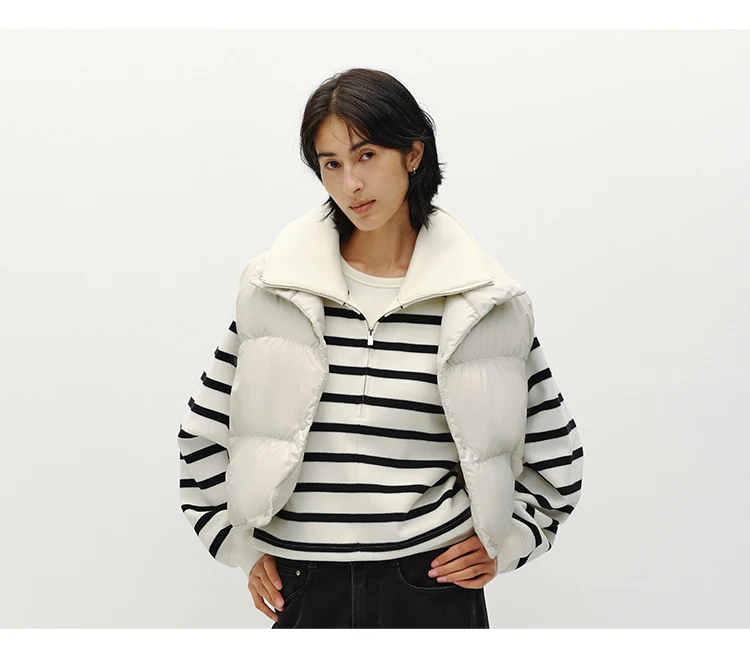 Semir Women Down Vest Cropped 90 Percent Down Fill Textured Stand Collar Loose Fit Drawstring Balloon Shape 2026 New