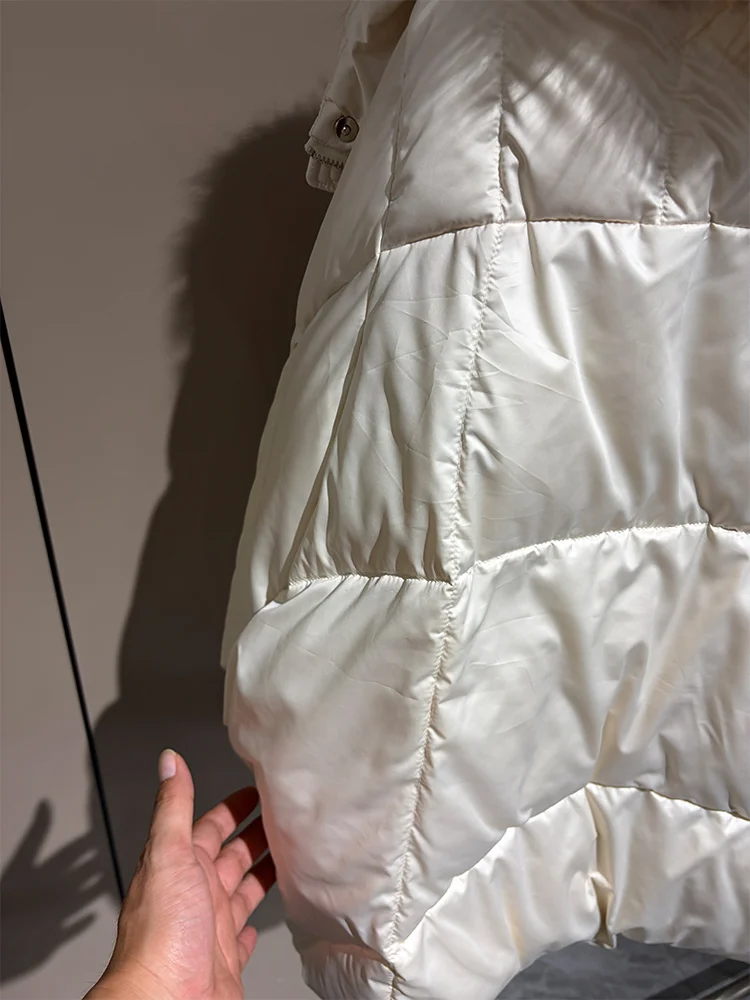 2026 New Winter Warm Women White Goose Down Jacket Real Large Fox Fur Collar Loose Short Puffer Coat Ladies Parka Outerwear
