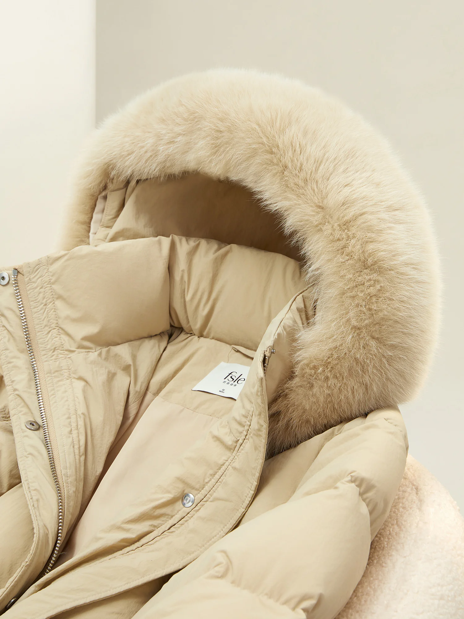 FSLE 207.2G Filling Amount 5 Color Long Down Coat For Women 2024 Winter Fox Fur Collar Hooded Warm Elegant Jacket 24FS14057