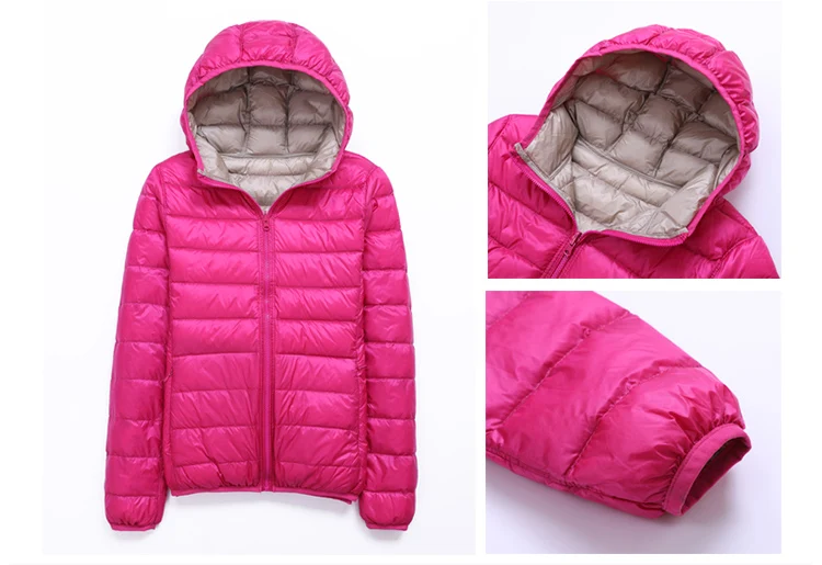 SEDUTMO Winter Duck Down Coat Women Hooded Two Side Wear Jackets Ultra Light Coat Spring Puffer Jacket ED616