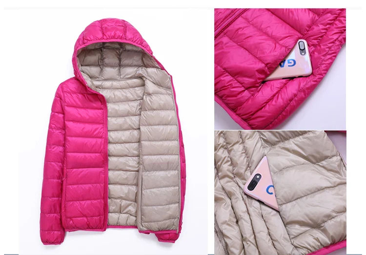 SEDUTMO Winter Duck Down Coat Women Hooded Two Side Wear Jackets Ultra Light Coat Spring Puffer Jacket ED616