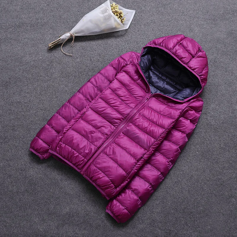 SEDUTMO Winter Duck Down Coat Women Hooded Two Side Wear Jackets Ultra Light Coat Spring Puffer Jacket ED616