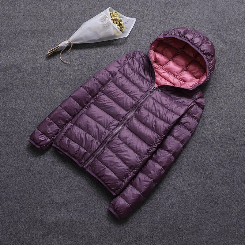 SEDUTMO Winter Duck Down Coat Women Hooded Two Side Wear Jackets Ultra Light Coat Spring Puffer Jacket ED616