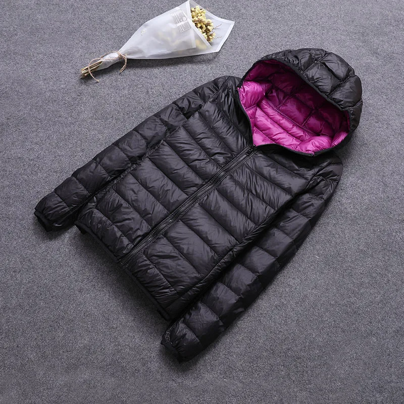 SEDUTMO Winter Duck Down Coat Women Hooded Two Side Wear Jackets Ultra Light Coat Spring Puffer Jacket ED616
