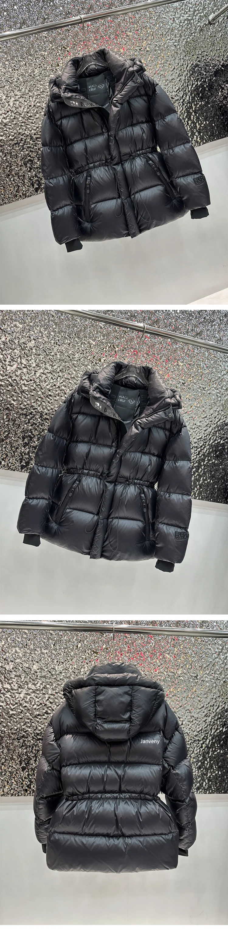 Janveny 2025 New Winter High Waisted 90% White Duck Down Coat Women Hooded Loose Thickened Warm Black Extreme Cold Puffer Jacket