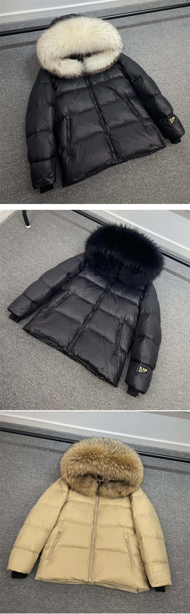 Luxury Big Natural Raccoon Fur Hooded For Women And Man Winter 90% White Duck Down Jacket Short Puffer Fluffy Coat Female Parka
