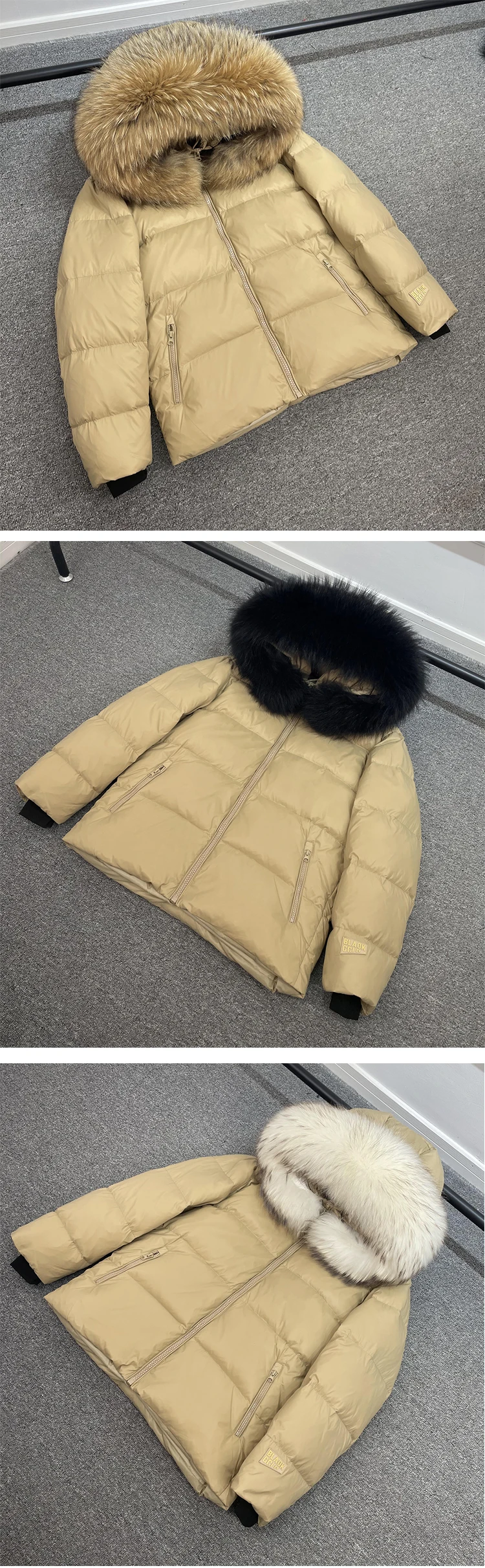 Luxury Big Natural Raccoon Fur Hooded For Women And Man Winter 90% White Duck Down Jacket Short Puffer Fluffy Coat Female Parka