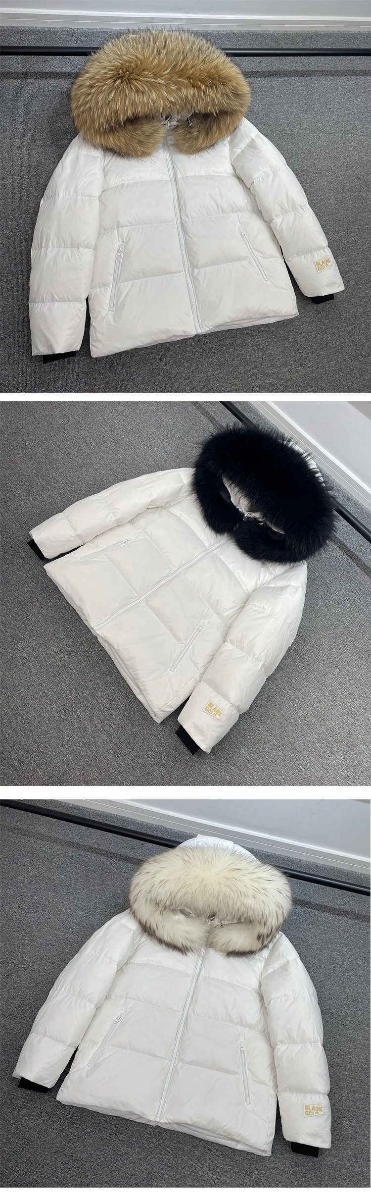 Luxury Big Natural Raccoon Fur Hooded For Women And Man Winter 90% White Duck Down Jacket Short Puffer Fluffy Coat Female Parka