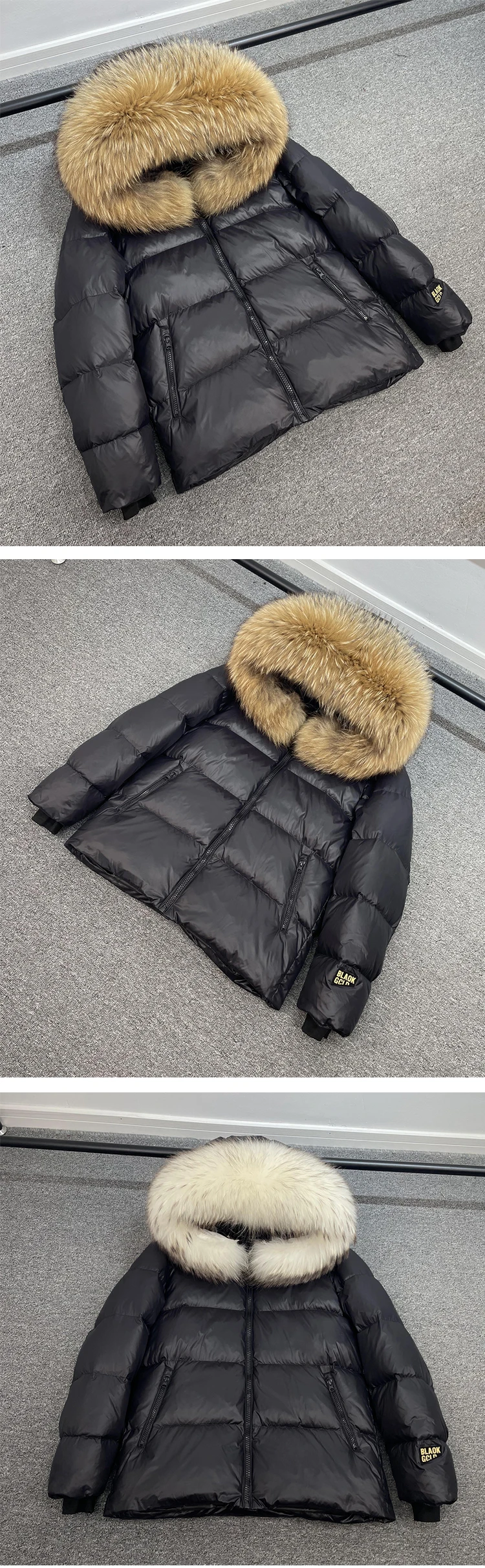 Luxury Big Natural Raccoon Fur Hooded For Women And Man Winter 90% White Duck Down Jacket Short Puffer Fluffy Coat Female Parka