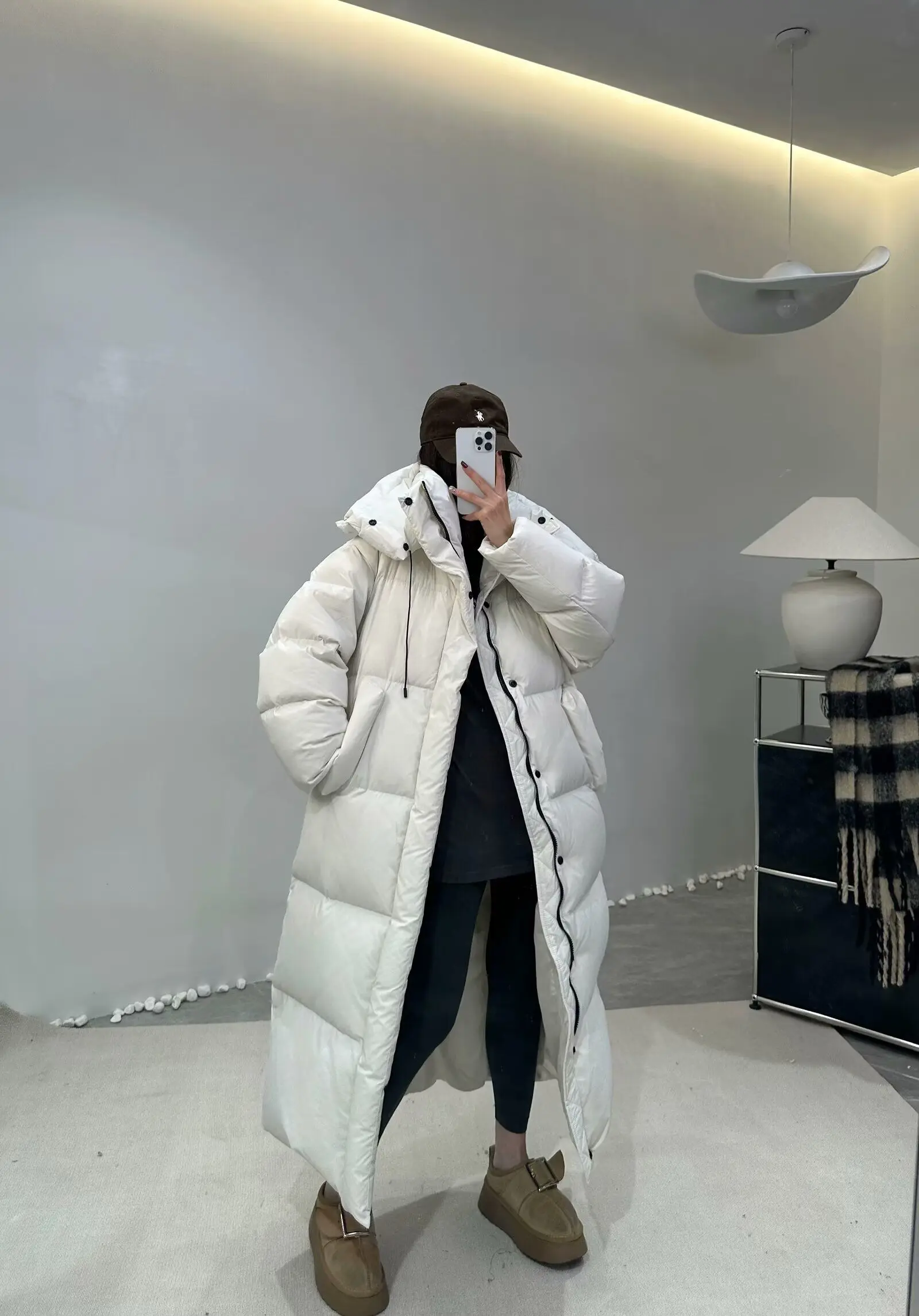 Janveny Women's Down Coats Korean Loose Hooded Thick Warm Long Duck Down Jacket Winter Puffer Coat For Female Parkas Outwear