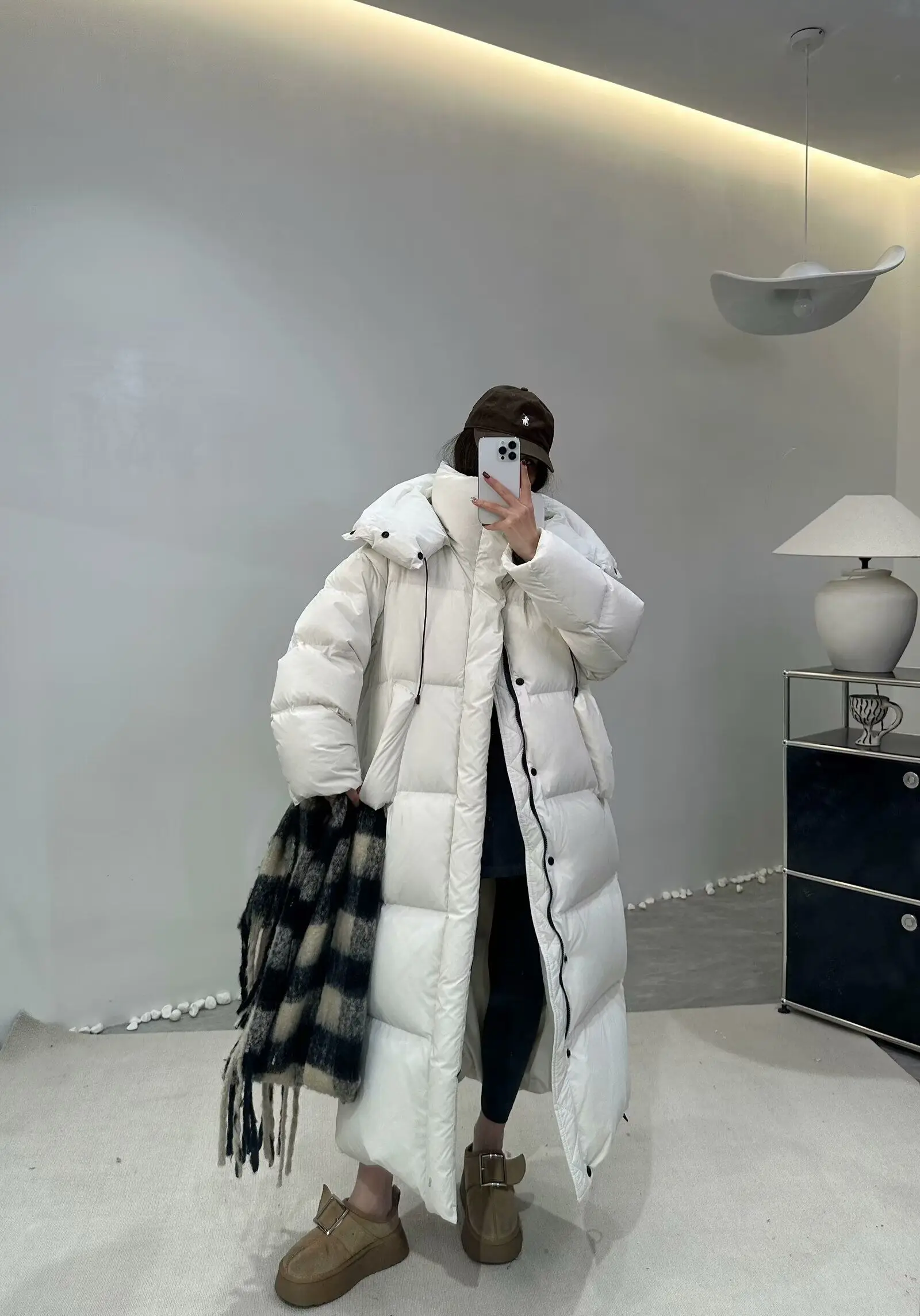 Janveny Women's Down Coats Korean Loose Hooded Thick Warm Long Duck Down Jacket Winter Puffer Coat For Female Parkas Outwear