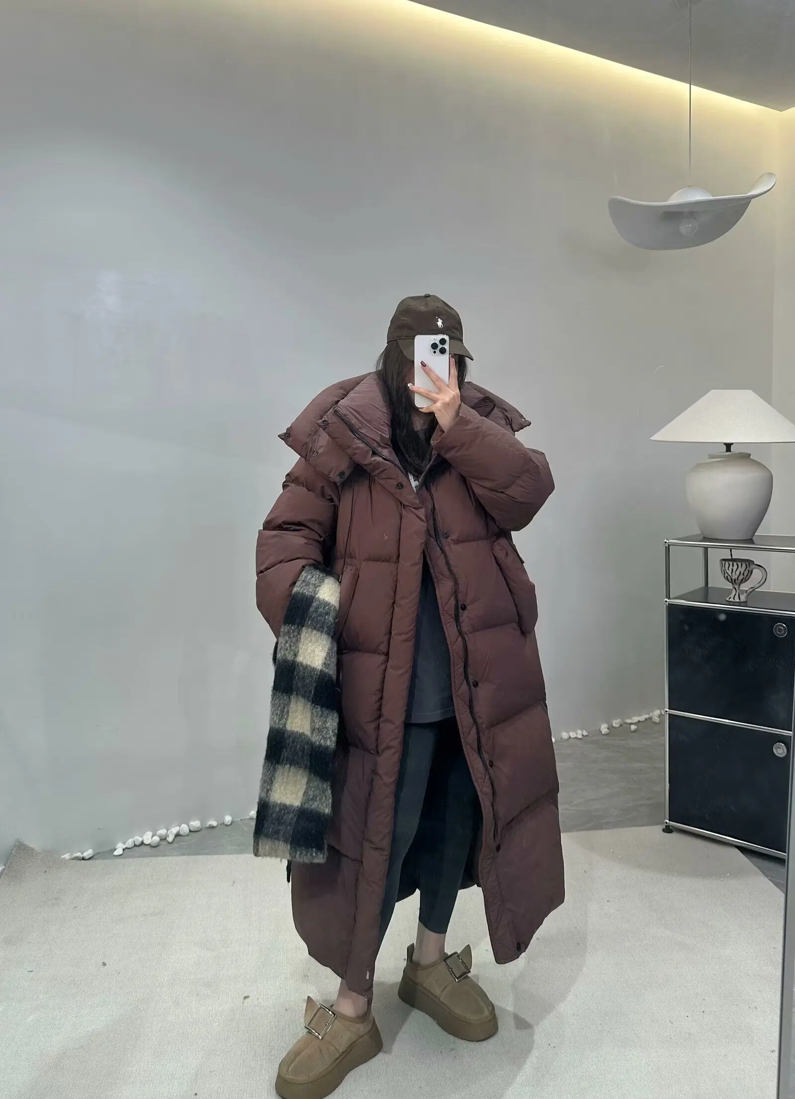 Janveny Women's Down Coats Korean Loose Hooded Thick Warm Long Duck Down Jacket Winter Puffer Coat For Female Parkas Outwear
