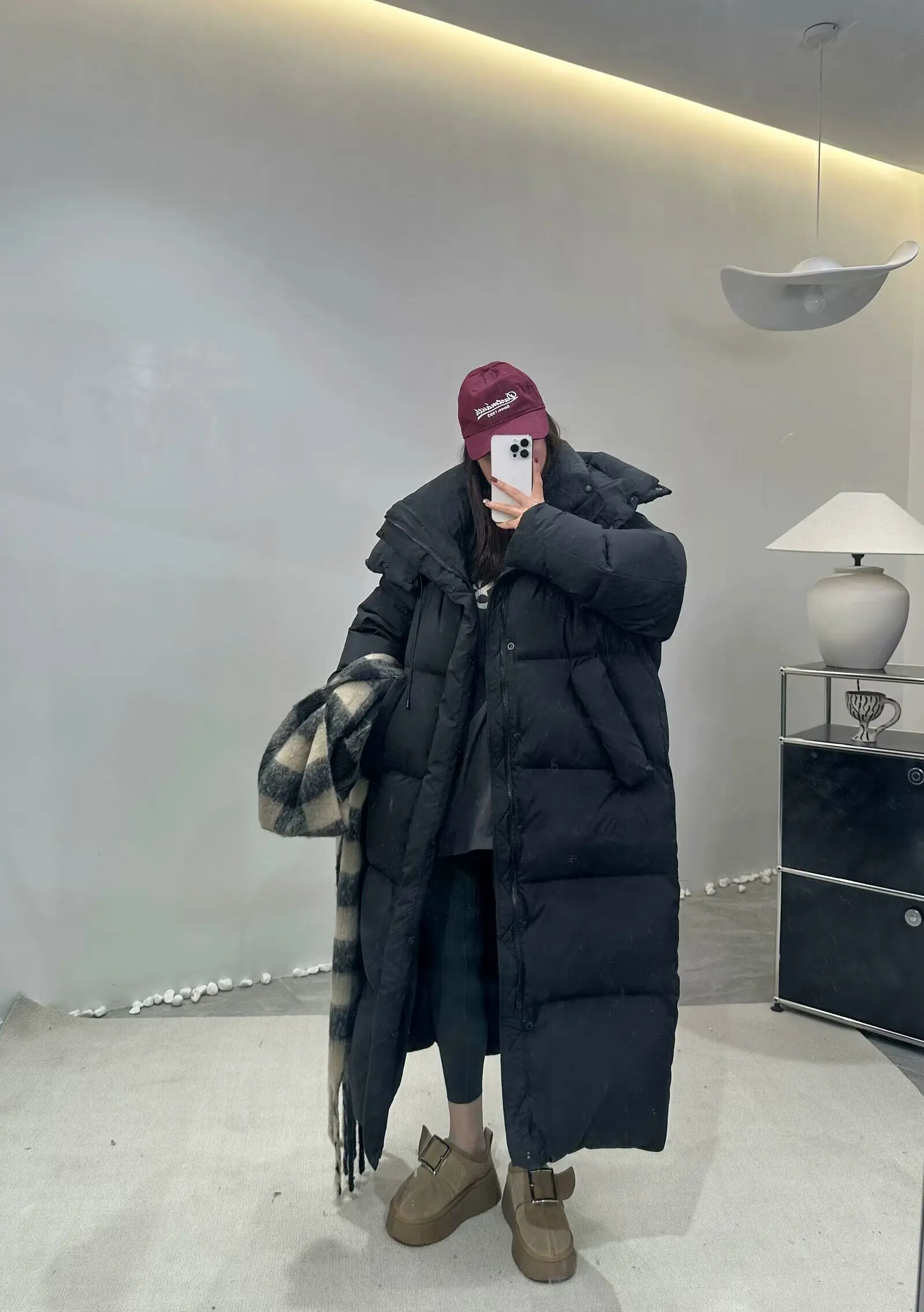 Janveny Women's Down Coats Korean Loose Hooded Thick Warm Long Duck Down Jacket Winter Puffer Coat For Female Parkas Outwear