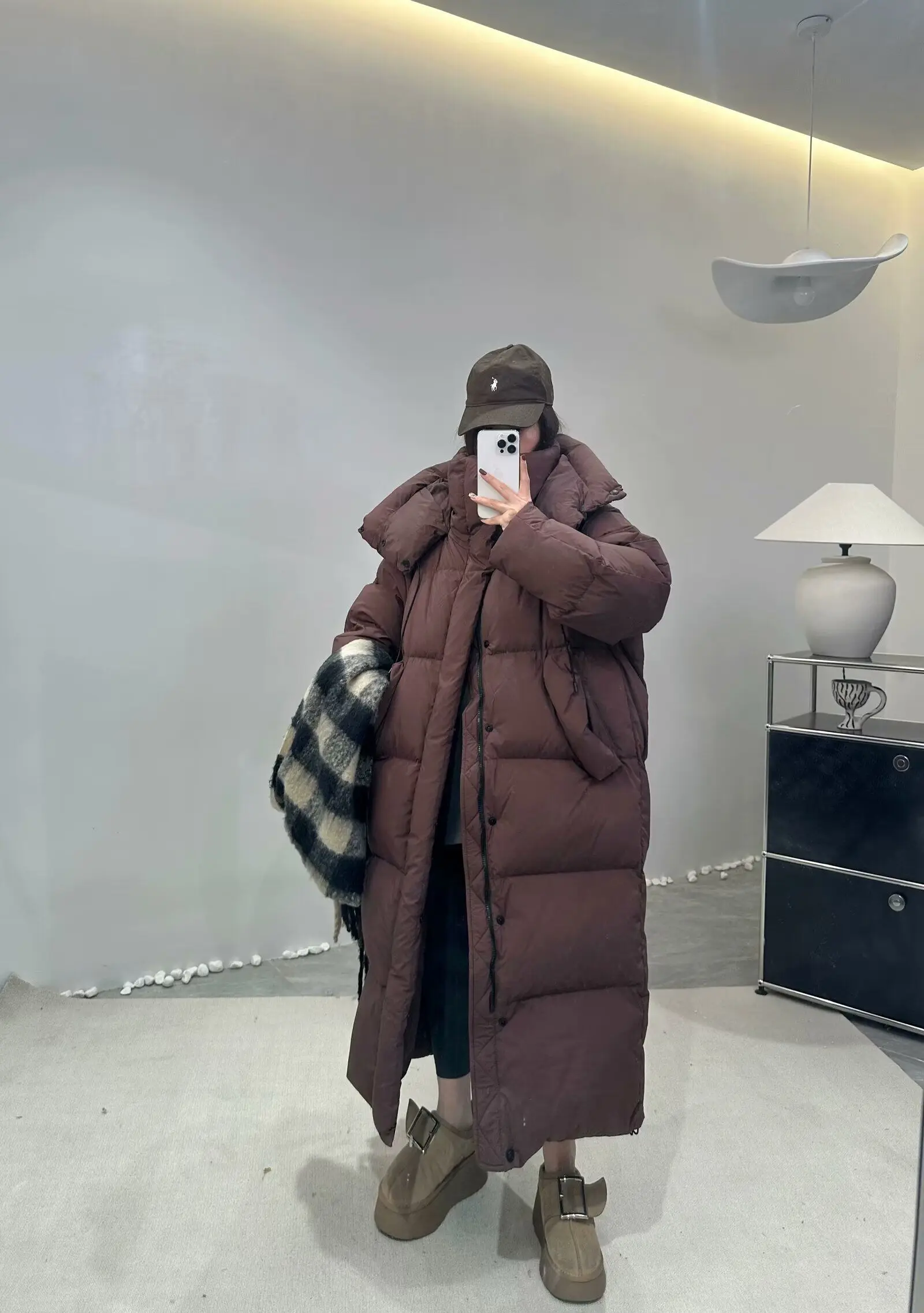 Janveny Women's Down Coats Korean Loose Hooded Thick Warm Long Duck Down Jacket Winter Puffer Coat For Female Parkas Outwear