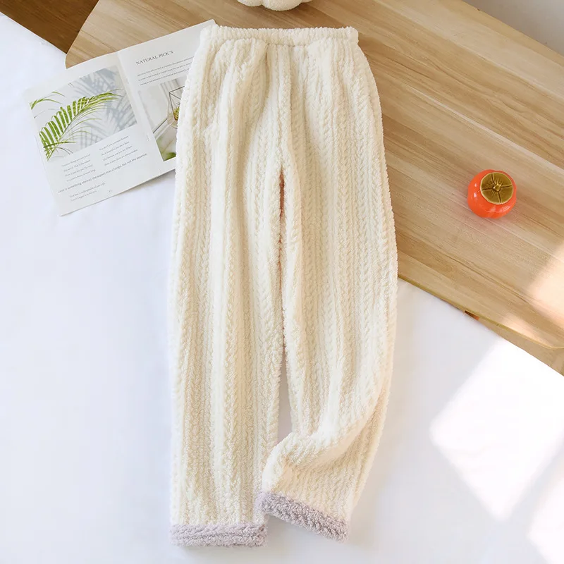 2026 Autumn/Winter New Women's Sleeping Pants With Velvet And Thickened Flannel Pants For Warm Home Sleeping Pants Ladies